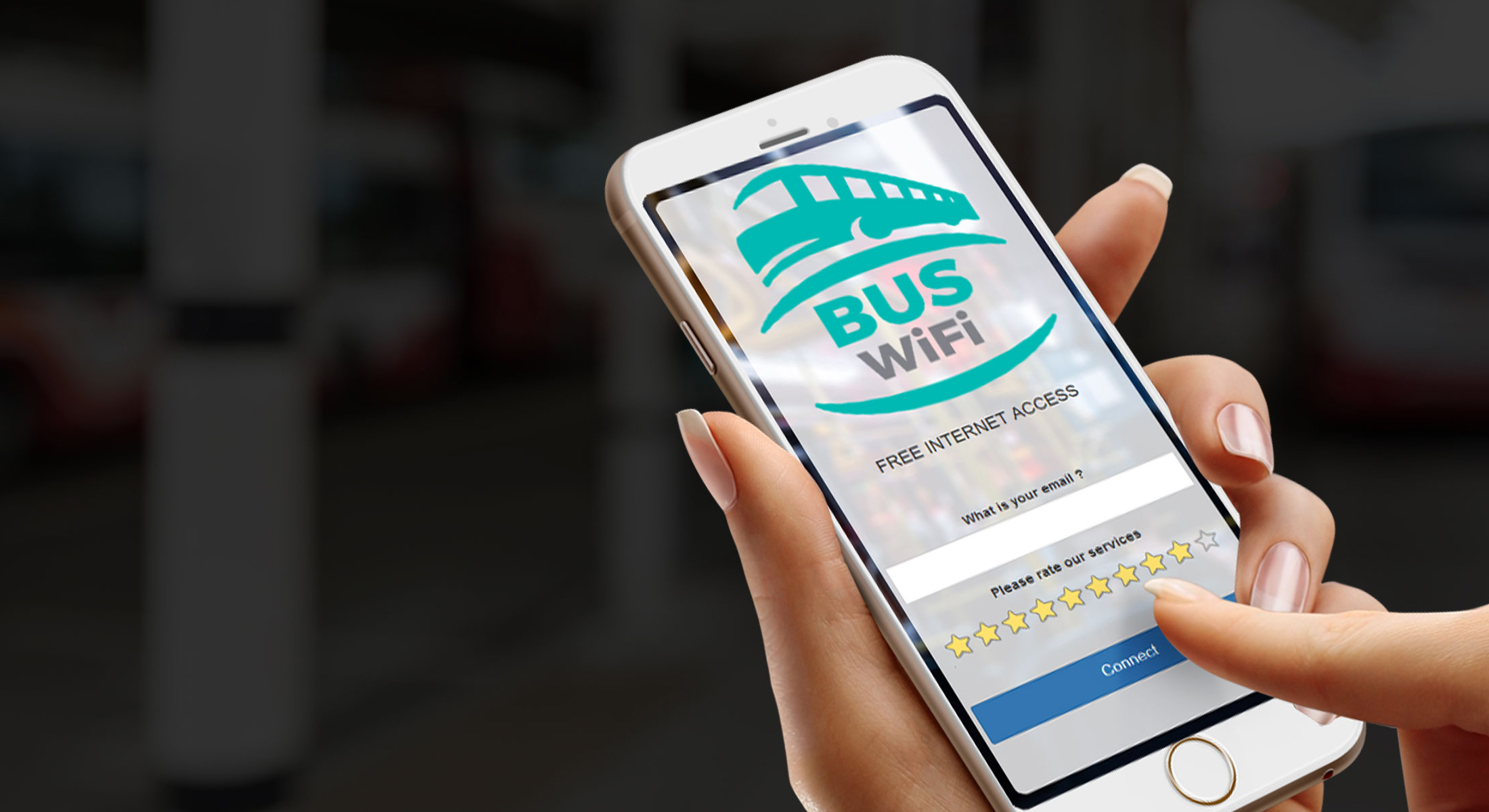 A bus WiFi login page on a passenger phone