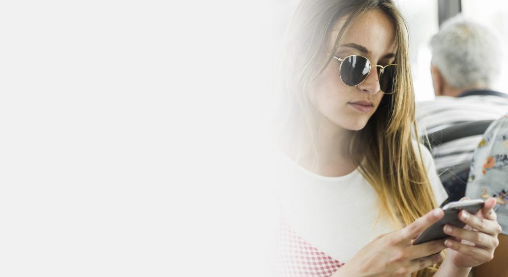 A passenger on her phone