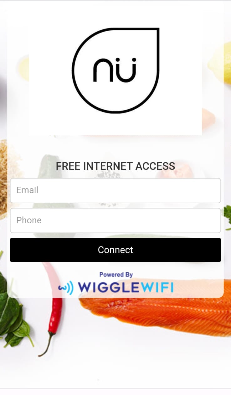 Guest WiFi splash page for Nü
