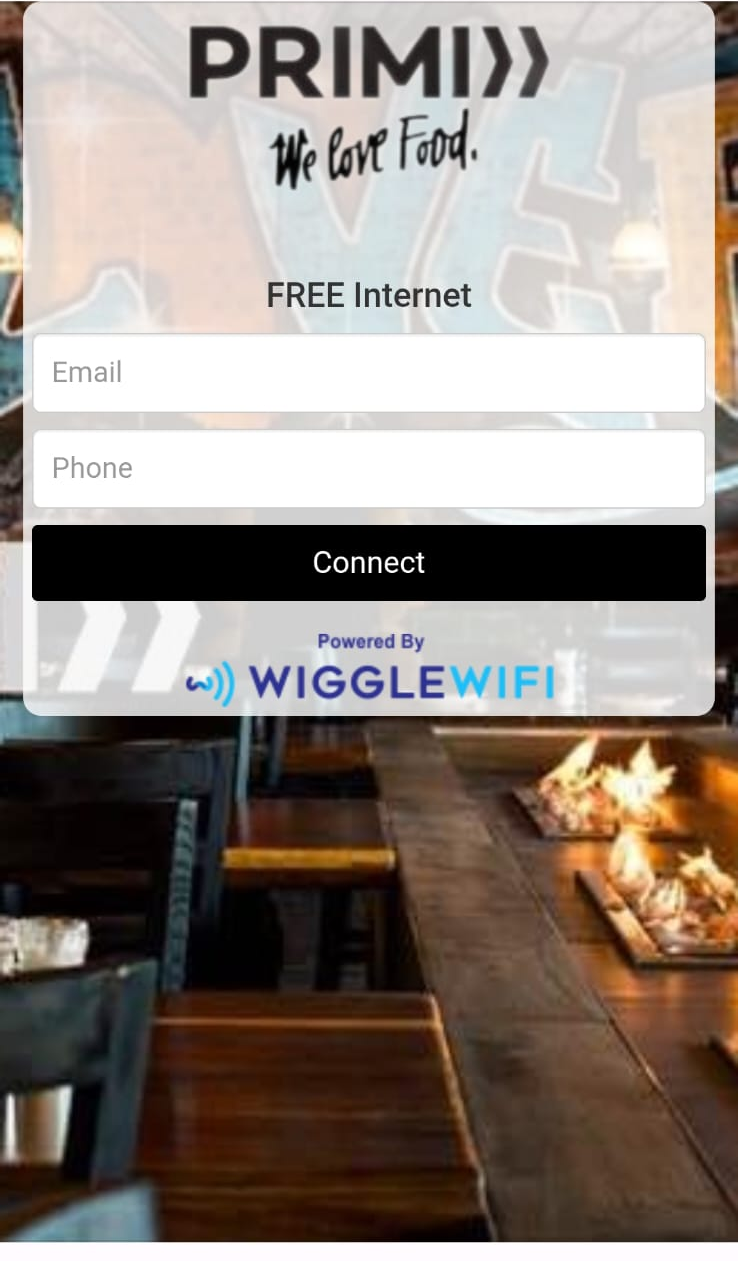 Guest WiFi splash page for Primi